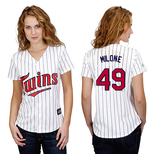 Tommy Milone #49 mlb Jersey-Minnesota Twins Women's Authentic Home White Baseball Jersey